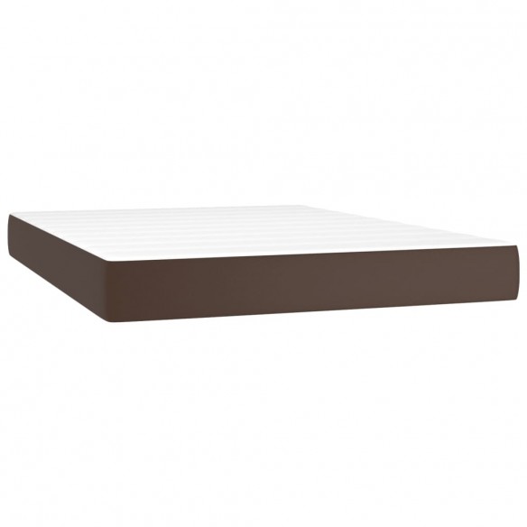 Cadre de lit matelas LED Marron 140x190cm Similicuir