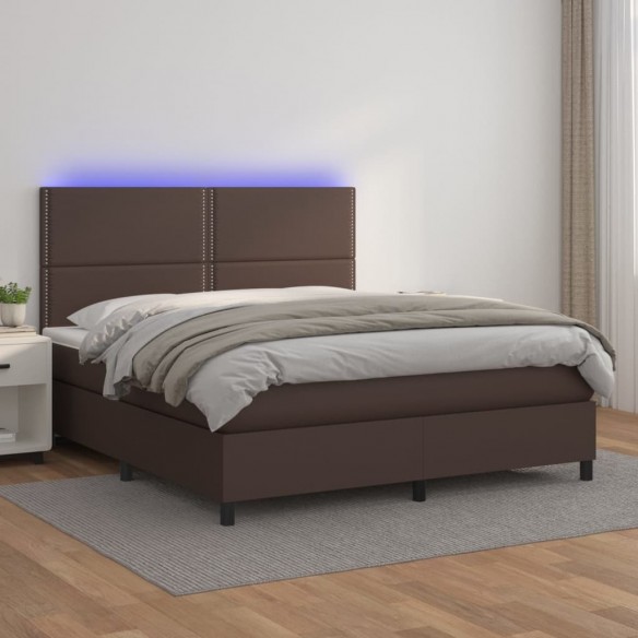 Cadre de lit avec matelas et LED Marron 180x200 cm