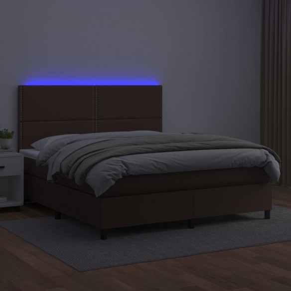 Cadre de lit avec matelas et LED Marron 180x200 cm