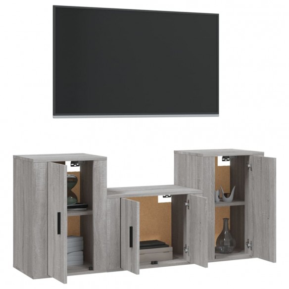 Ensemble de meubles TV 3 pcs Sonoma gris Bois d'ingénierie