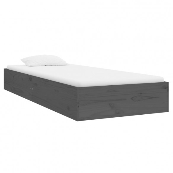 Cadre de lit Gris Bois massif 75x190 cm Petit simple