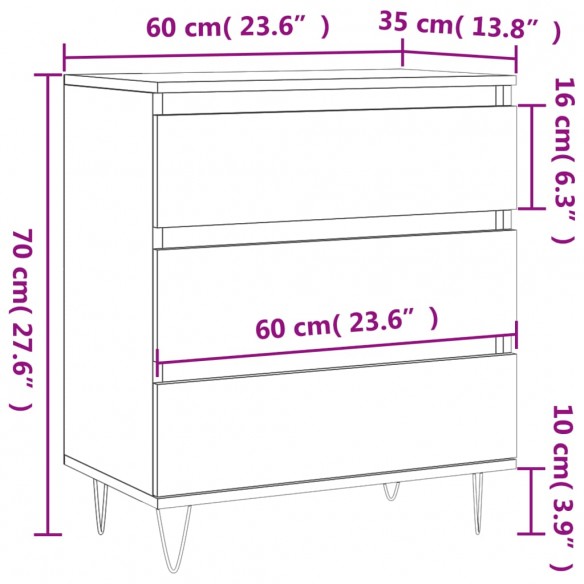 Buffet Gris béton 60x35x70 cm Bois d'ingénierie