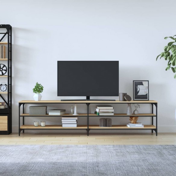 Meuble TV chêne sonoma 200x30x50 cm bois d'ingénierie et métal