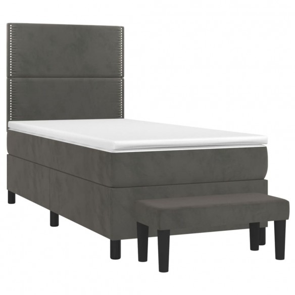 Cadre de lit et matelas Gris foncé 80x200 cm Velours