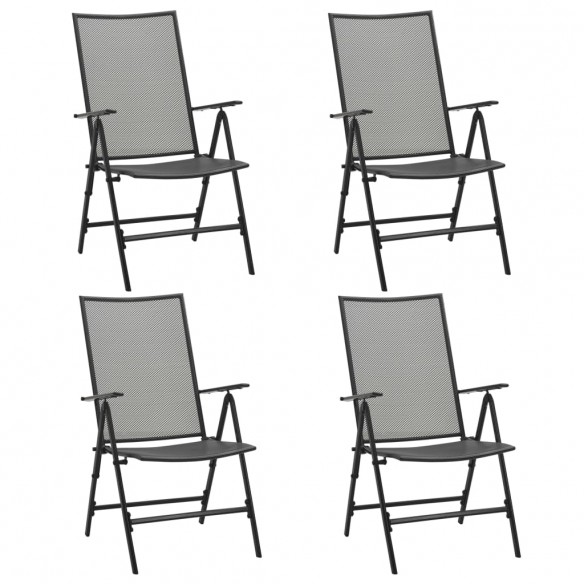 Chaises pliables en maille 4 pcs Acier Anthracite