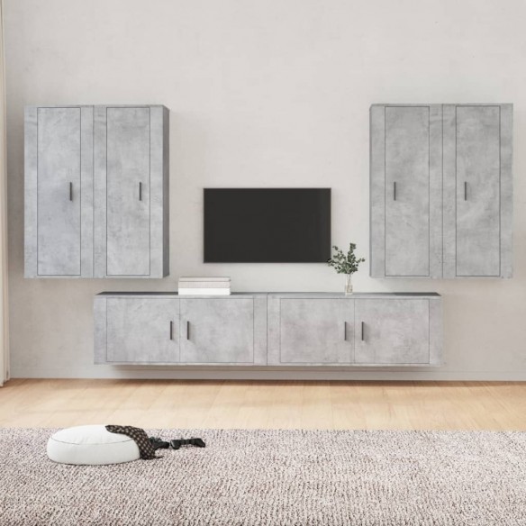 Ensemble de meubles TV 6 pcs Gris béton Bois d'ingénierie