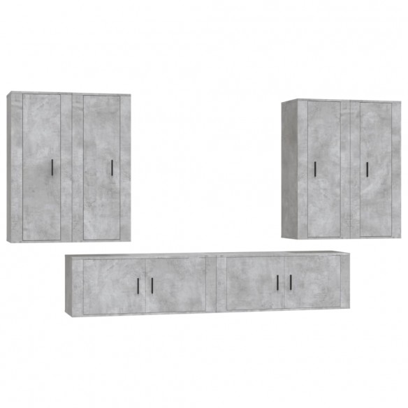 Ensemble de meubles TV 6 pcs Gris béton Bois d'ingénierie