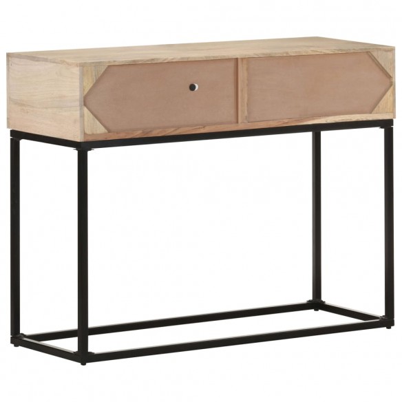 Table console 100x35x76 cm Bois de manguier et canne naturelle