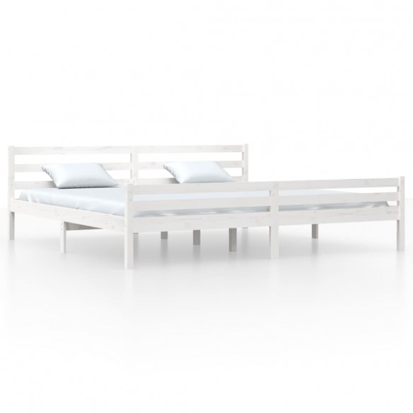 Cadre de lit Blanc Bois massif 200x200 cm