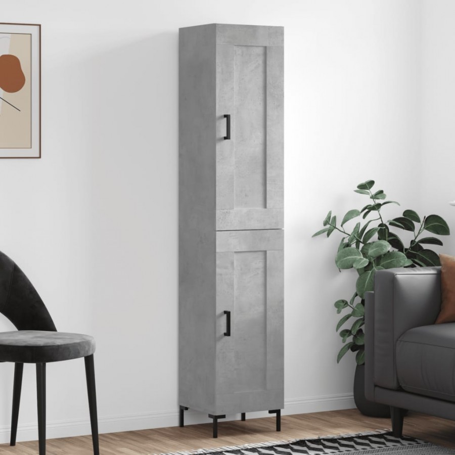 Buffet haut Gris béton 34,5x34x180 cm Bois d'ingénierie