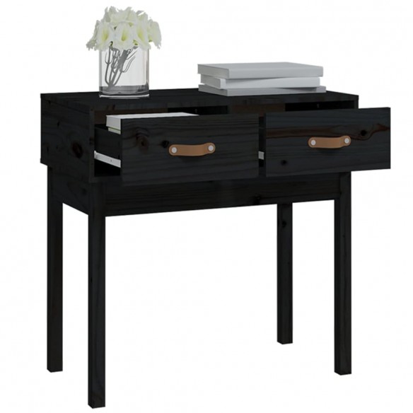 Table console Noir 76,5x40x75 cm Bois massif de pin