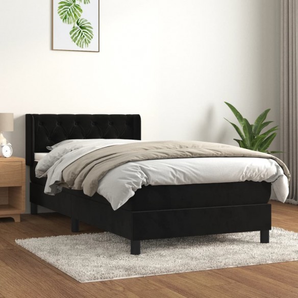 Cadre de lit et matelas Noir 80x200 cm Velours