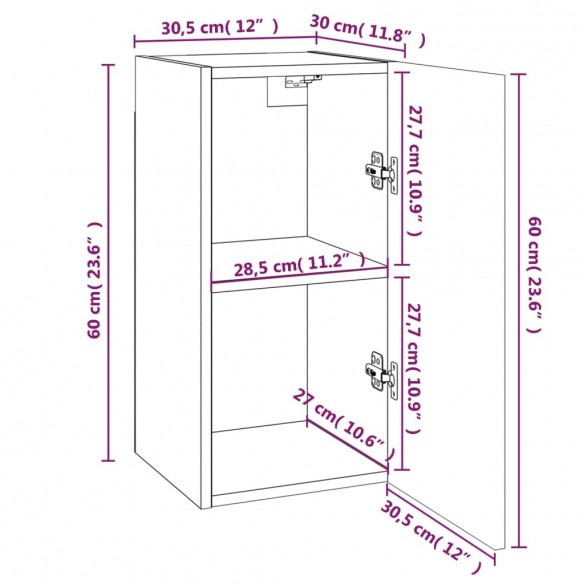 Meubles TV 4 pcs Chêne marron 30,5x30x60 cm Bois d'ingénierie