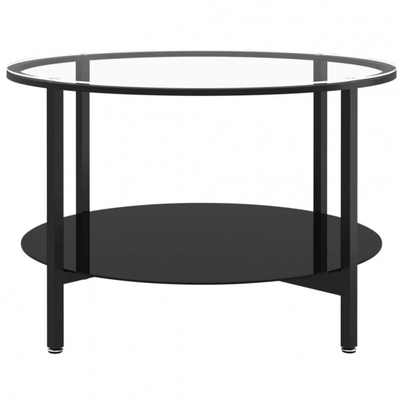 Table à thé Noir et transparent 70 cm Verre trempé