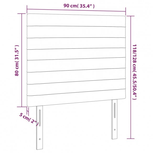 Têtes de lit 2 pcs Crème 90x5x78/88 cm Tissu