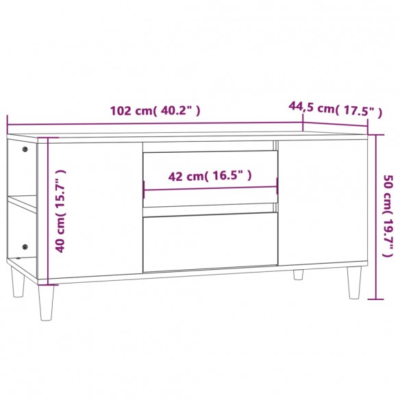 Meuble TV Noir 102x44,5x50 cm Bois d'ingénierie