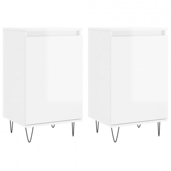 Buffets 2 pcs blanc brillant 40x35x70 cm bois d'ingénierie