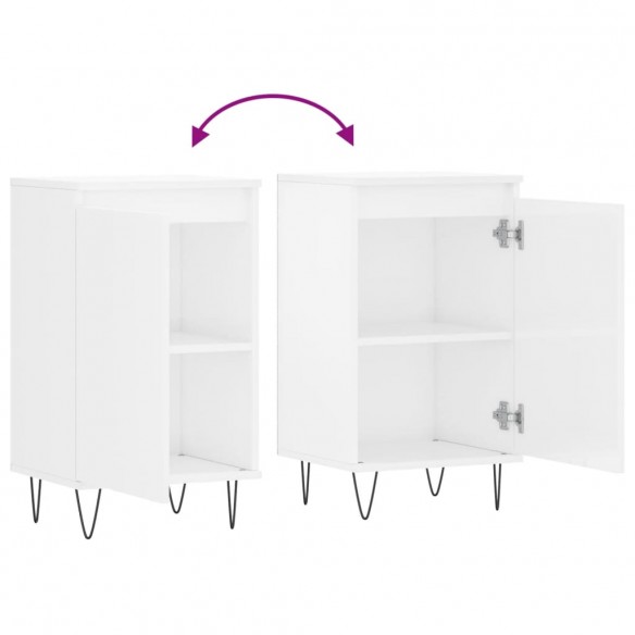 Buffets 2 pcs blanc brillant 40x35x70 cm bois d'ingénierie