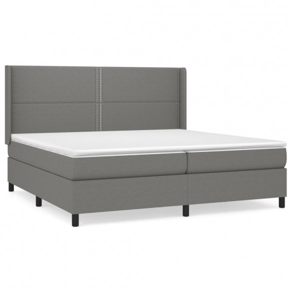 Cadre de lit avec matelas Gris foncé 200x200cm Tissu