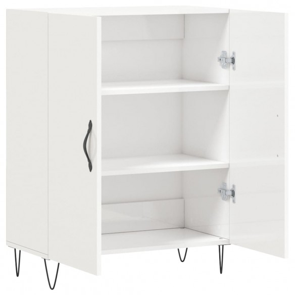 Buffet Blanc brillant 69,5x34x90 cm Bois d'ingénierie