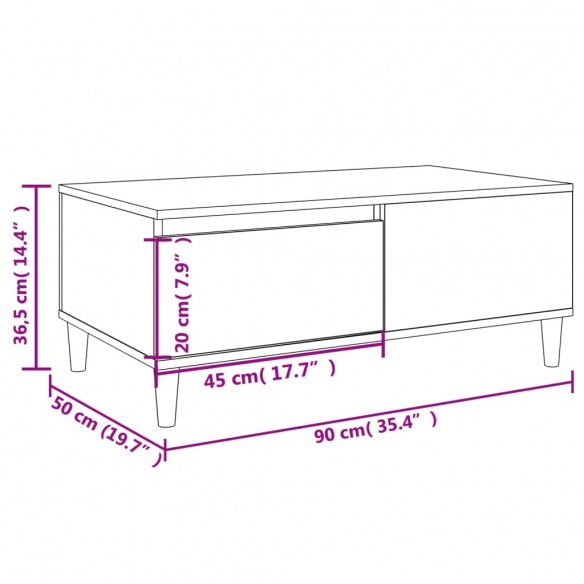 Table basse Blanc brillant 90x50x36,5 cm Bois d'ingénierie