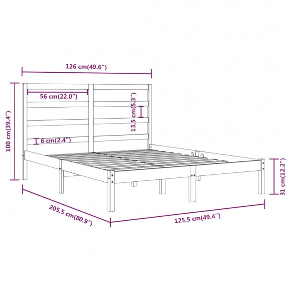 Cadre de lit Marron miel Bois de pin massif 120x200 cm