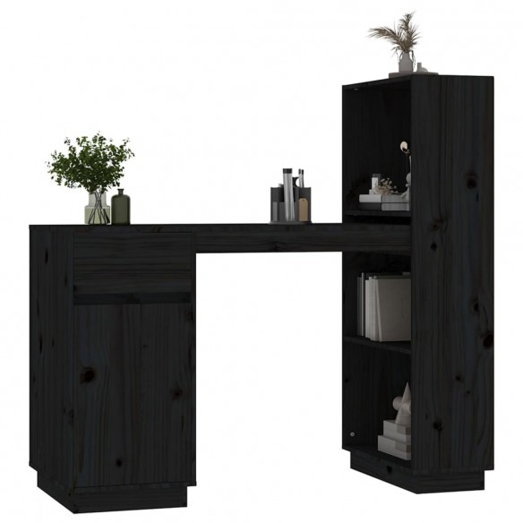 Bureau Noir 110x53x117 cm Bois massif de pin