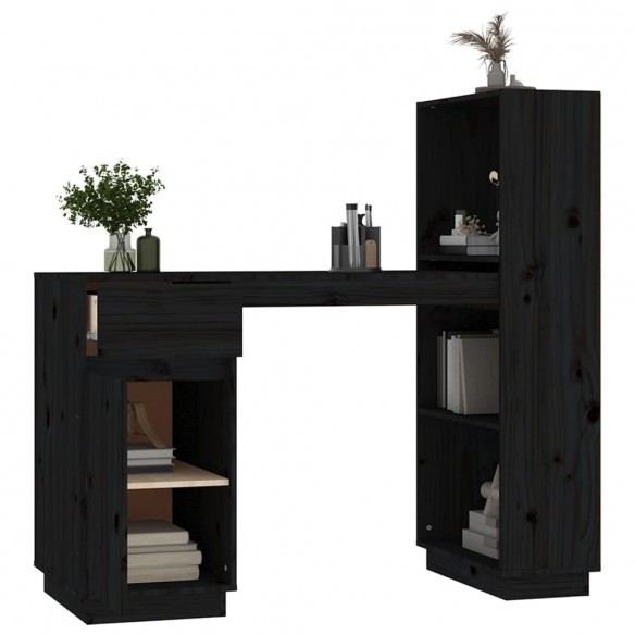 Bureau Noir 110x53x117 cm Bois massif de pin