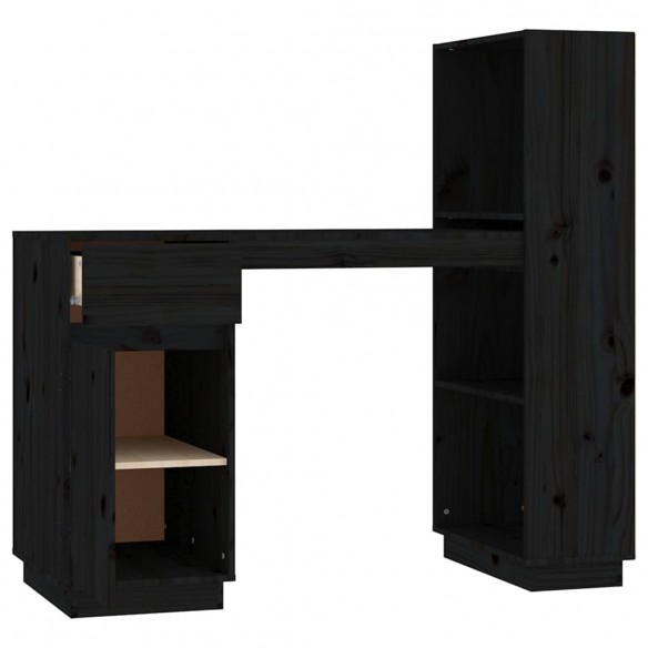 Bureau Noir 110x53x117 cm Bois massif de pin