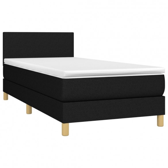 Cadre de lit avec matelas Noir 90x200 cm Tissu