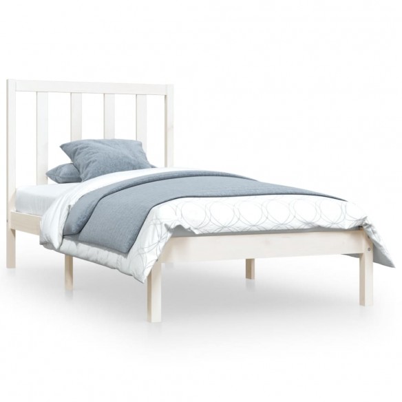 Cadre de lit Blanc Bois de pin massif 75x190 cm Petit simple