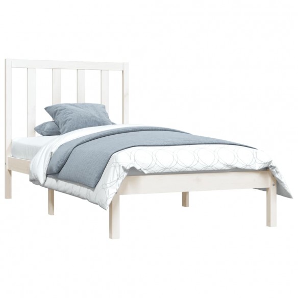 Cadre de lit Blanc Bois de pin massif 75x190 cm Petit simple