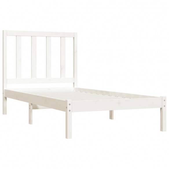 Cadre de lit Blanc Bois de pin massif 75x190 cm Petit simple