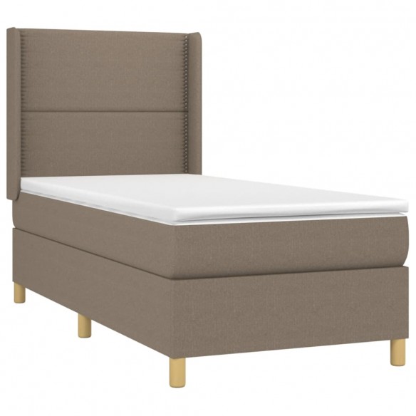 Cadre de lit avec matelas Taupe 90x190 cm Tissu