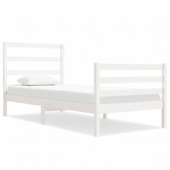 Cadre de lit Blanc Bois de pin massif 75x190 cm Petit simple