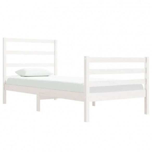 Cadre de lit Blanc Bois de pin massif 75x190 cm Petit simple