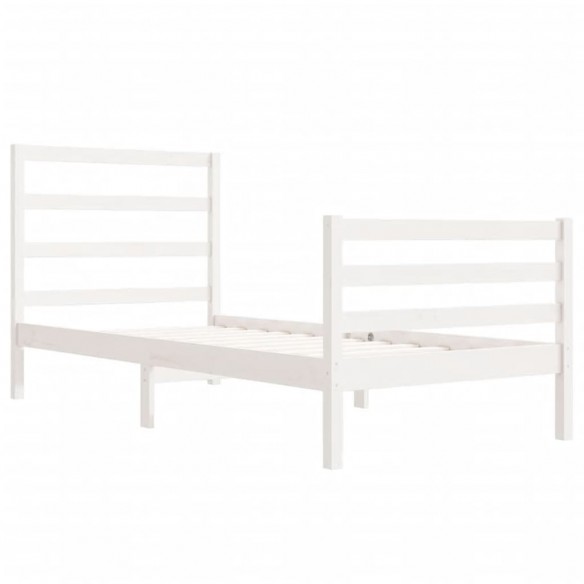 Cadre de lit Blanc Bois de pin massif 75x190 cm Petit simple