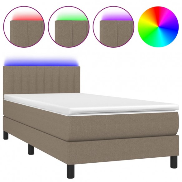 Cadre de lit avec matelas LED Taupe 80x200 cm Tissu