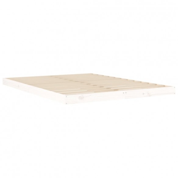 Cadre de lit blanc 140x190 cm bois de pin massif