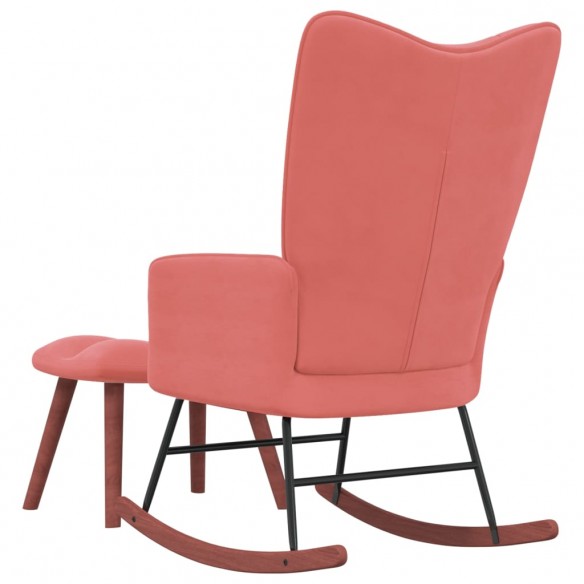 Chaise à bascule avec repose-pied Rose Velours