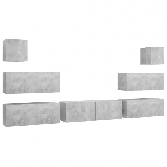 Ensemble de meuble TV 7 pcs Gris béton Aggloméré