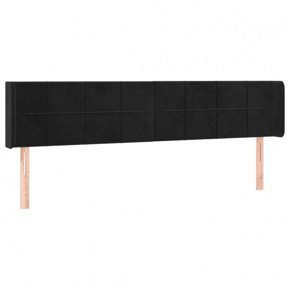 Tête de lit avec oreilles Noir 203x16x78/88 cm Velours