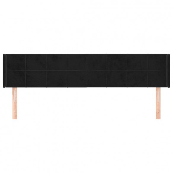 Tête de lit avec oreilles Noir 203x16x78/88 cm Velours