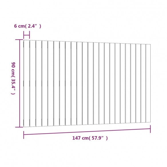 Tête de lit murale Blanc 147x3x90 cm Bois massif de pin