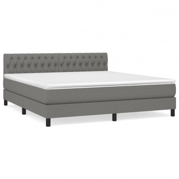 Cadre de lit avec matelas Gris foncé 180x200cm Tissu