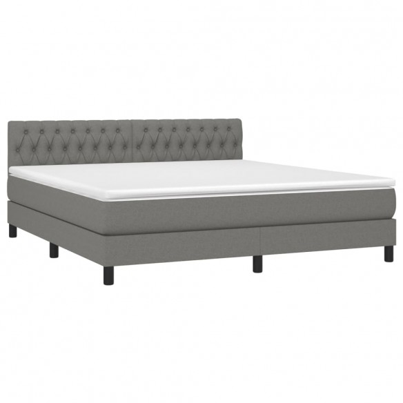 Cadre de lit avec matelas Gris foncé 180x200cm Tissu