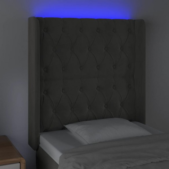 Tête de lit à LED Gris foncé 83x16x118/128 cm Velours