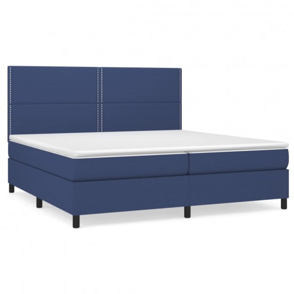 Cadre de lit avec matelas Bleu 200x200 cm Tissu