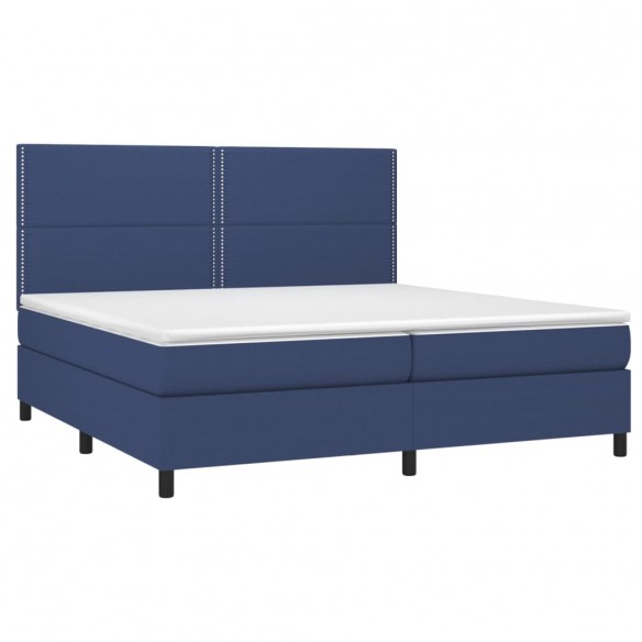 Cadre de lit avec matelas Bleu 200x200 cm Tissu