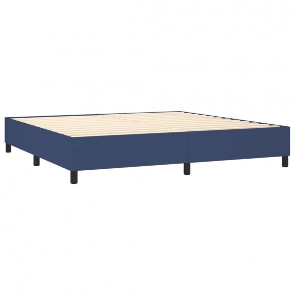 Cadre de lit avec matelas Bleu 200x200 cm Tissu